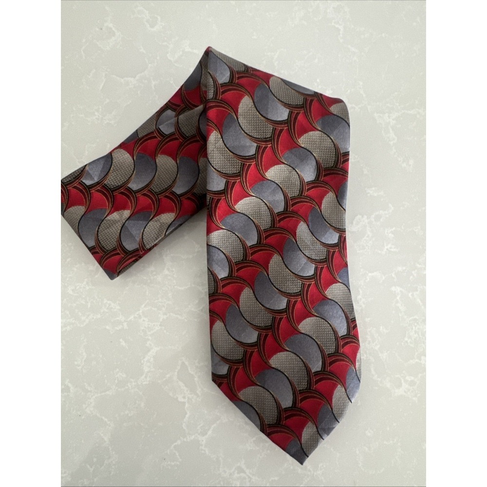 Jos. A. Bank Silk Geometric Tie Red Gray